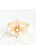 Hope in Bloom Ring in Misty Rose -14K Gold Plated and Enamel Flower Statement Ring