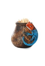 Ceramic Agama Lizard or Chameleon Toothpick Holder, Kenya