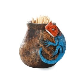 Ceramic Agama Lizard or Chameleon Toothpick Holder, Kenya