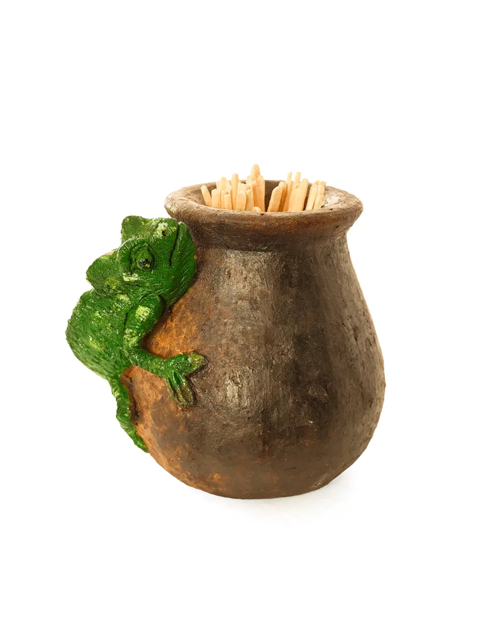Ceramic Agama Lizard or Chameleon Toothpick Holder, Kenya