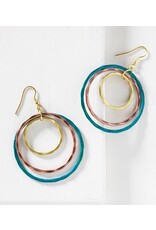 Vitana Cascading Hoops Earrings - Teal, Copper, Gold, India
