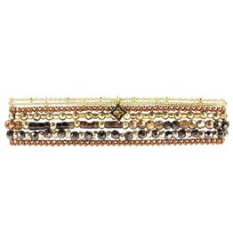 Ellen Dainty Wrap Bracelet - Crystal and Stone,  Coffee, Thailand