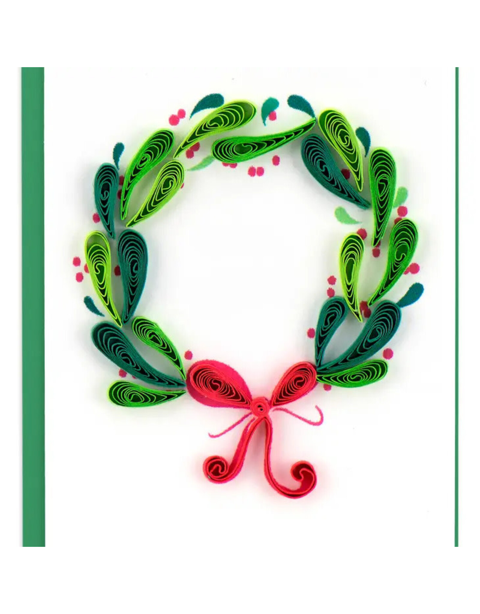 Holiday Wreath with Ornaments  Enclosure  Card Quilled, Vietnam