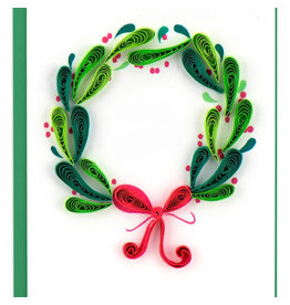 Holiday Wreath with Ornaments  Enclosure  Card Quilled, Vietnam
