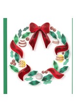 Holiday Wreath with Ornaments  Enclosure  Card Quilled, Vietnam