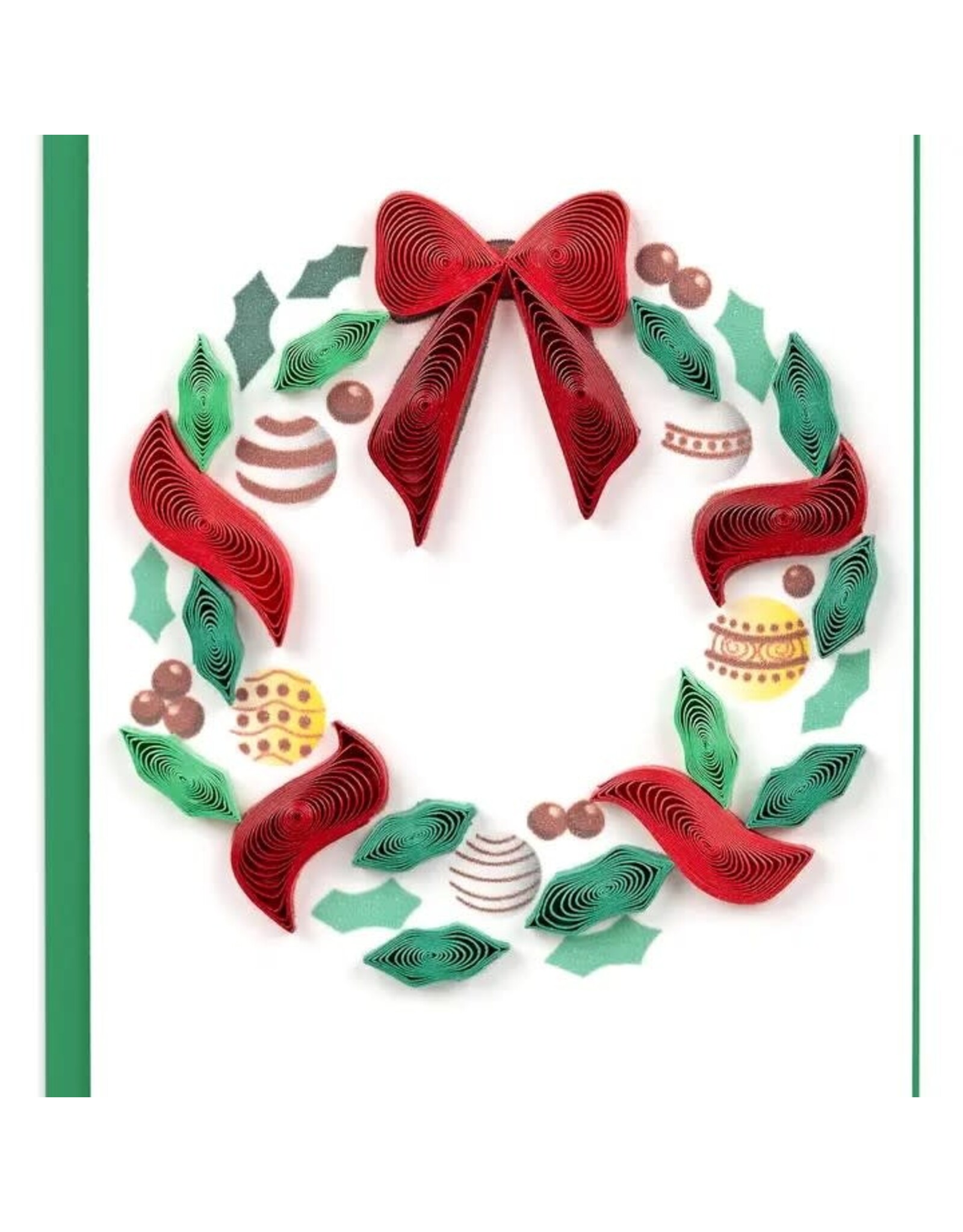 Holiday Wreath with Ornaments  Enclosure  Card Quilled, Vietnam