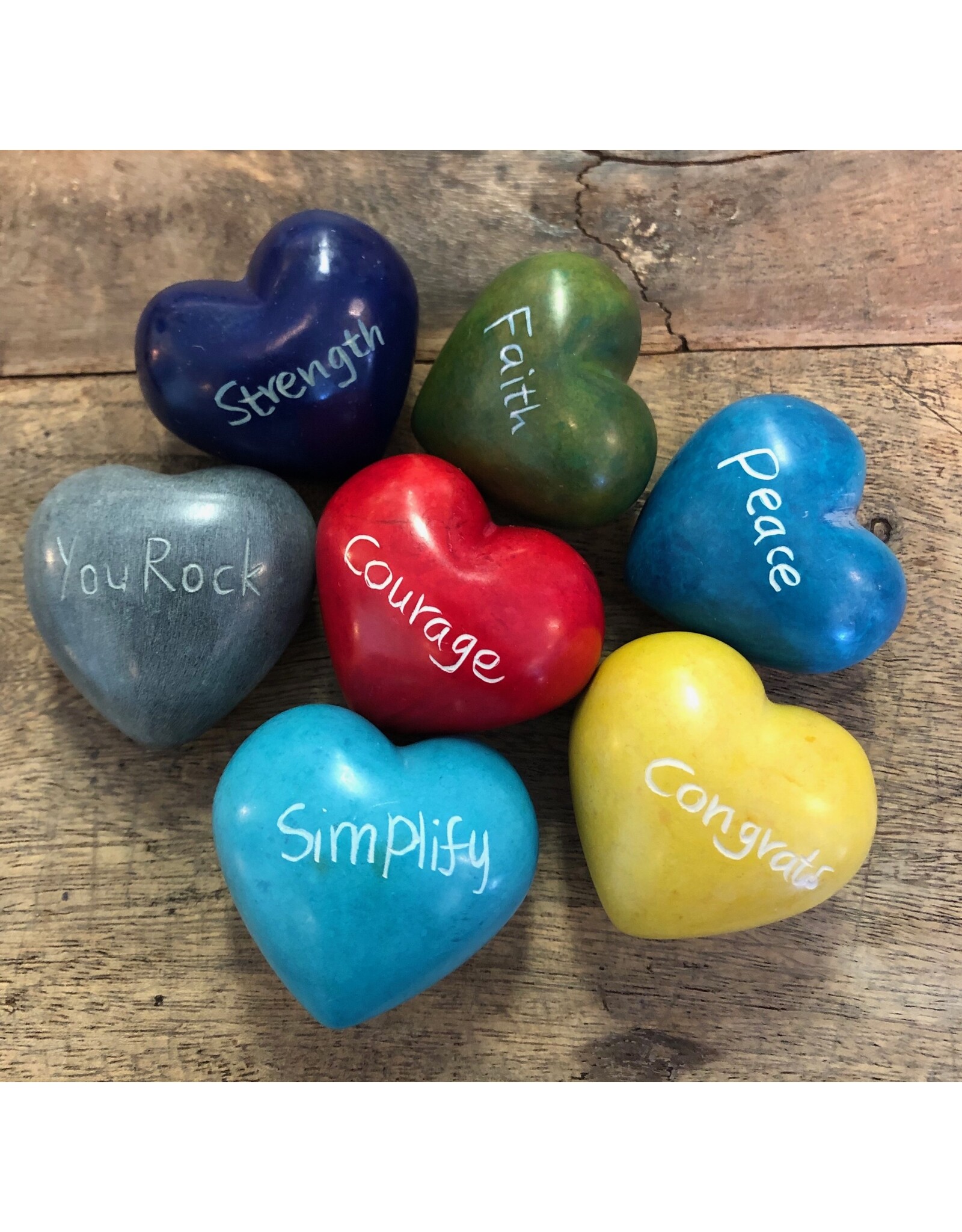 Trade roots ALL Soapstone WORD Hearts, Kenya