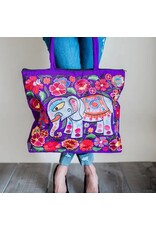 Elephant Embroidered Tote Bag, (Colors Vary) Guatemala