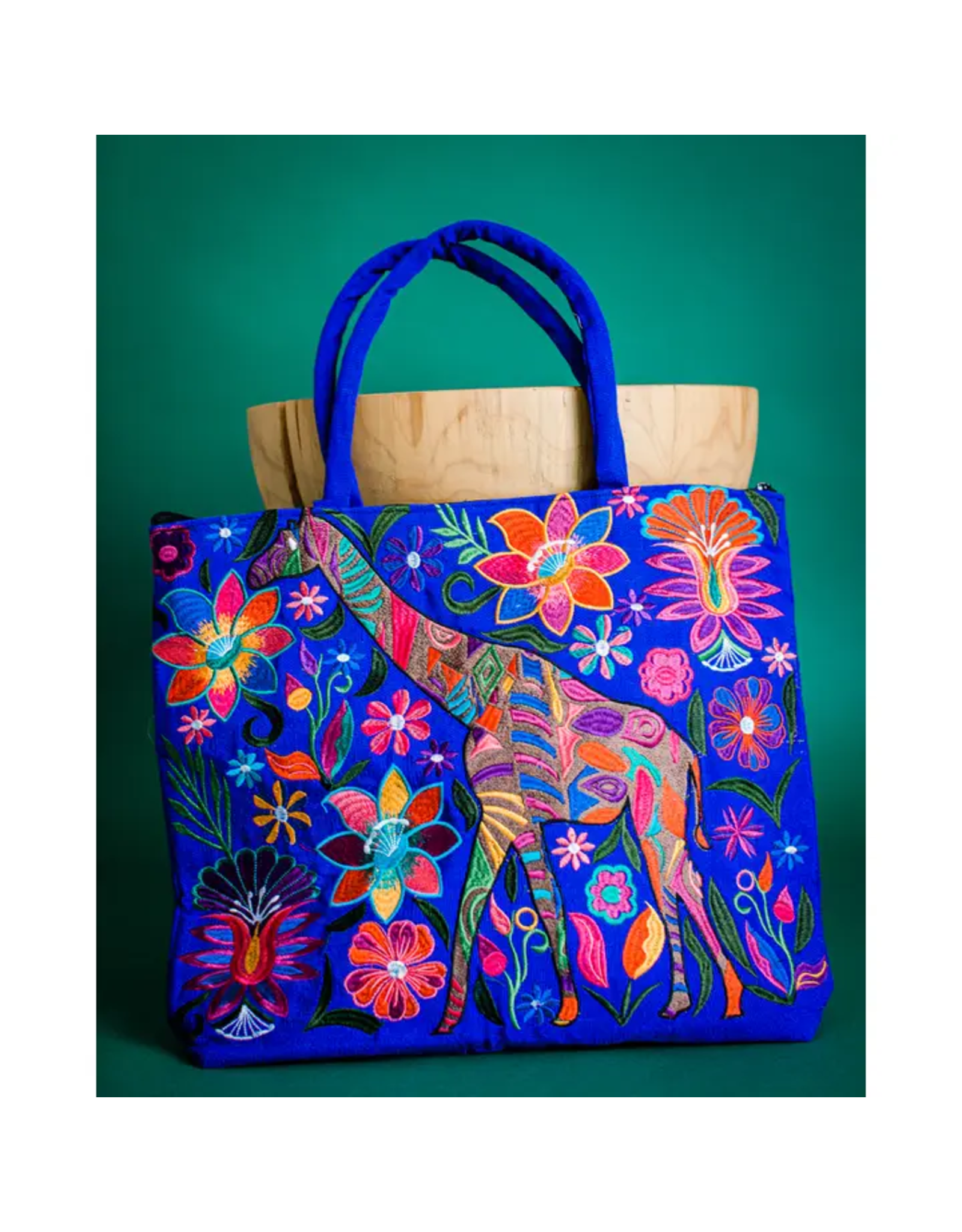 Giraffe Embroidered Tote Bag, Guatemala