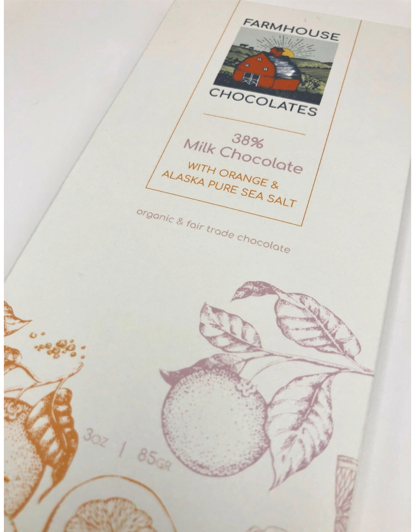 38% Organic Milk Chocolate Bar w/ Orange & Alaskan Sea Salt