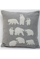 Pillow Applique/Embo 16" Polar Bear Grey, India