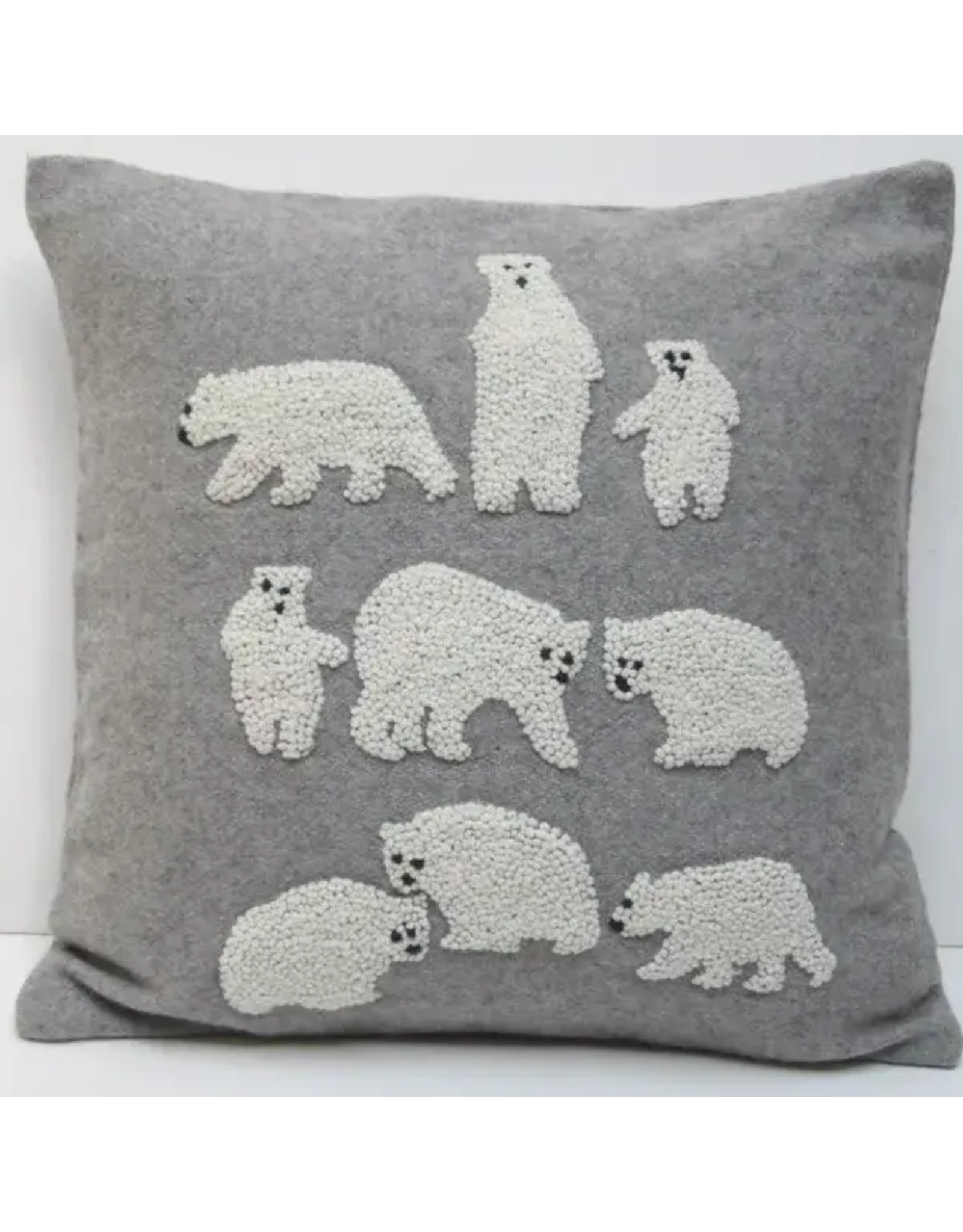 Pillow Applique/Embo 16" Polar Bear Grey, India