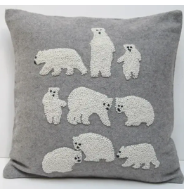 Pillow Applique/Embo 16" Polar Bear Grey, India