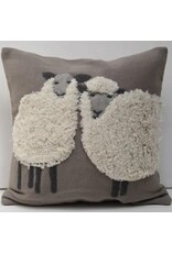 Pillow Applique/Embo 16" Sheep Duo Sand