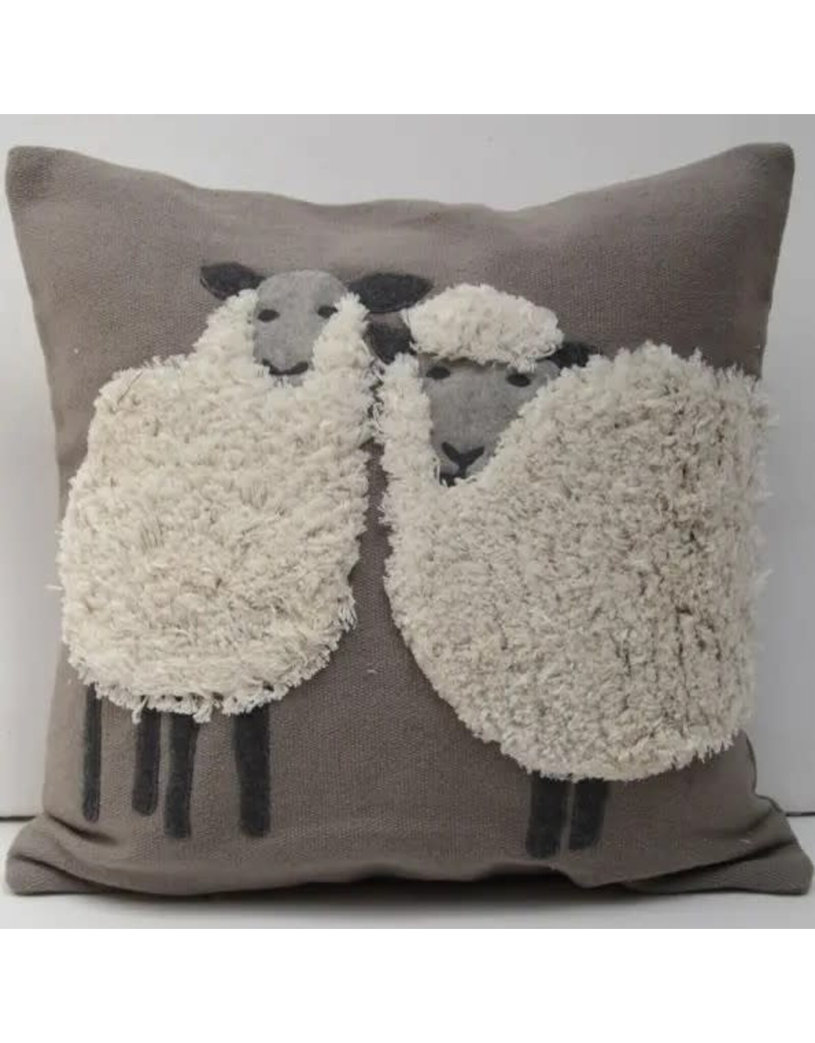 Pillow Applique/Embo 16" Sheep Duo Sand