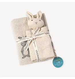 ORGANIC Bunny Mommy & Me Baby Knit Blanket & Lovey Gift Set Natural, India