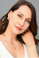 Hope in Bloom Flower Earrings in Misty Rose - 14K Gold Plated Enamel Mint Green Flower Stud Earrings with Pearl Detail