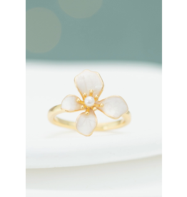 Hope in Bloom Ring in Tuscan Tan -14K Gold Plated and Enamel Flower Statement Ring