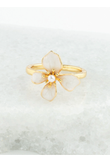Hope in Bloom Ring in Tuscan Tan -14K Gold Plated and Enamel Flower Statement Ring