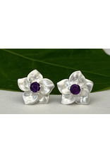 Amethyst Flower Studs - Sterling Silver, Indonesia