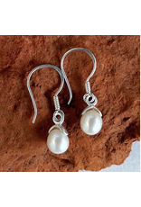 Acorn Pearl Earrings - Sterling Silver, Indonesia