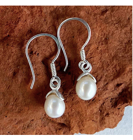 Acorn Pearl Earrings - Sterling Silver, Indonesia
