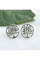 Tree of Life Post Earrings - Sterling Silver, Indonesia
