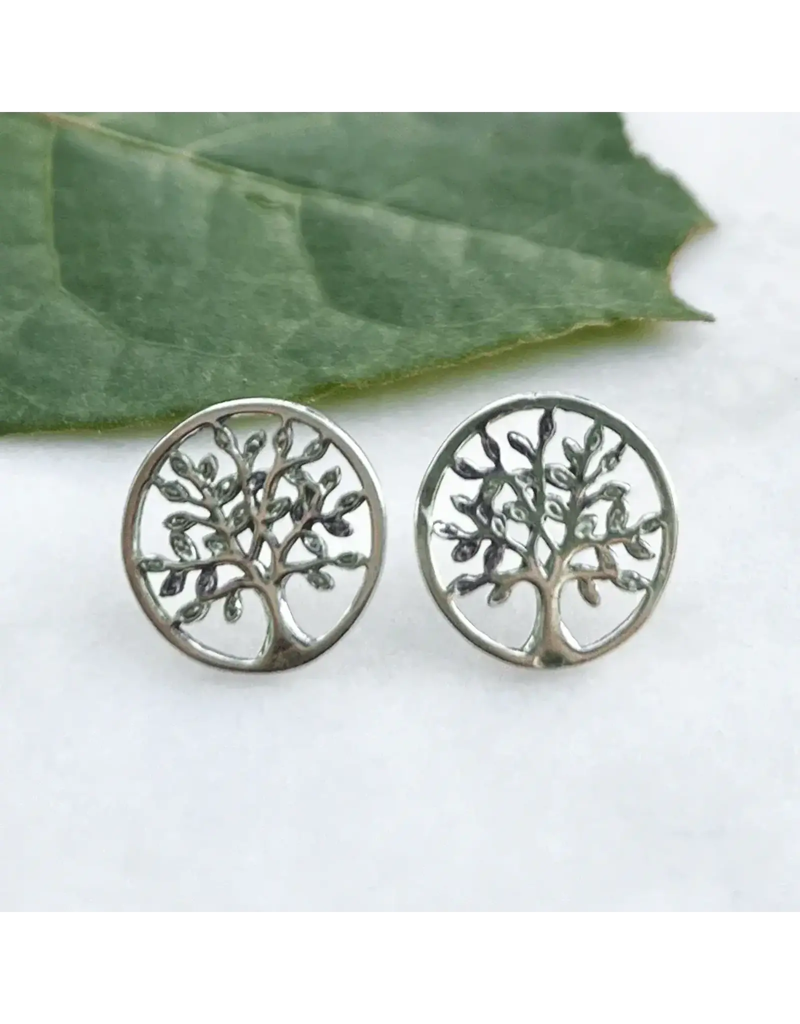 Tree of Life Post Earrings - Sterling Silver, Indonesia