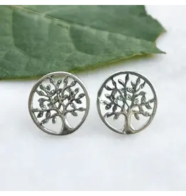 Tree of Life Post Earrings - Sterling Silver, Indonesia Tree of Life Post Earrings - Sterling Silver, Indonesia