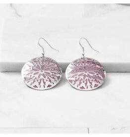 Etched Silver & Purple Medallion Earrings, Nepal