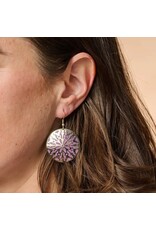 Etched Silver & Purple Medallion Earrings, Nepal