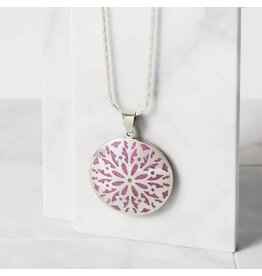 Etched Silver & Purple Medallion Pendant Necklace, Nepal