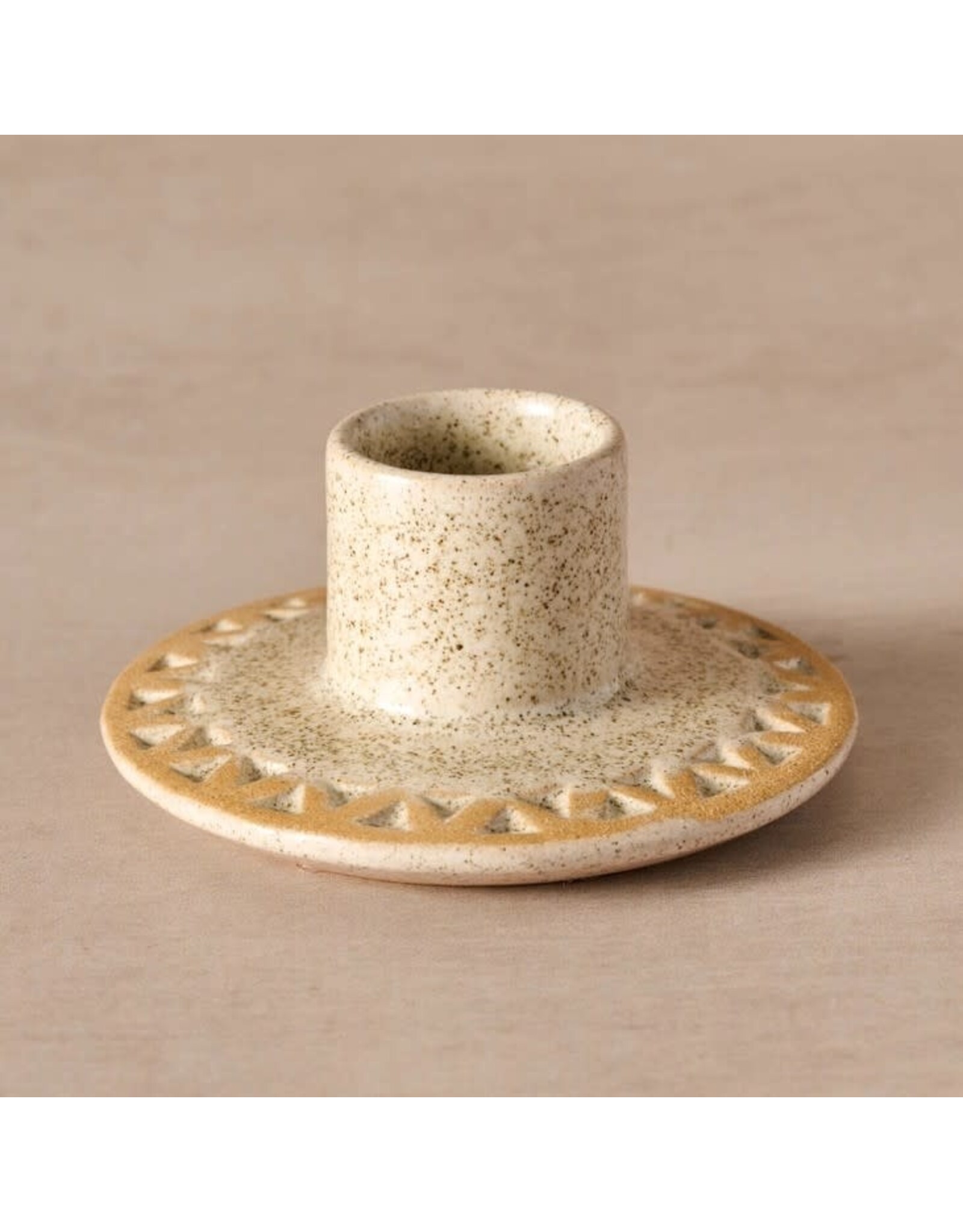Ten Thousand Villages Tidal Etched Ceramic Taper Candle Holder, Nepal