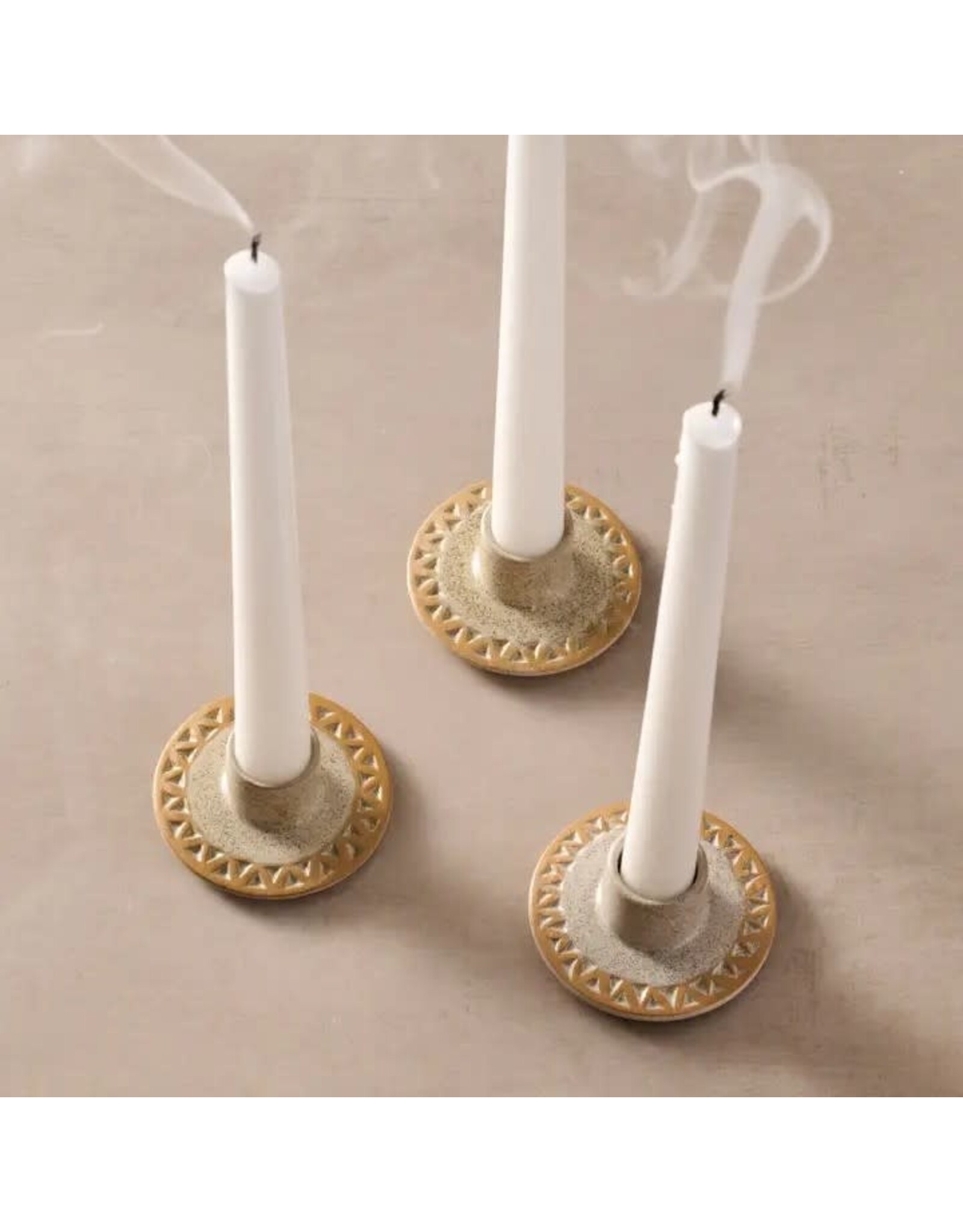 Ten Thousand Villages Tidal Etched Ceramic Taper Candle Holder, Nepal