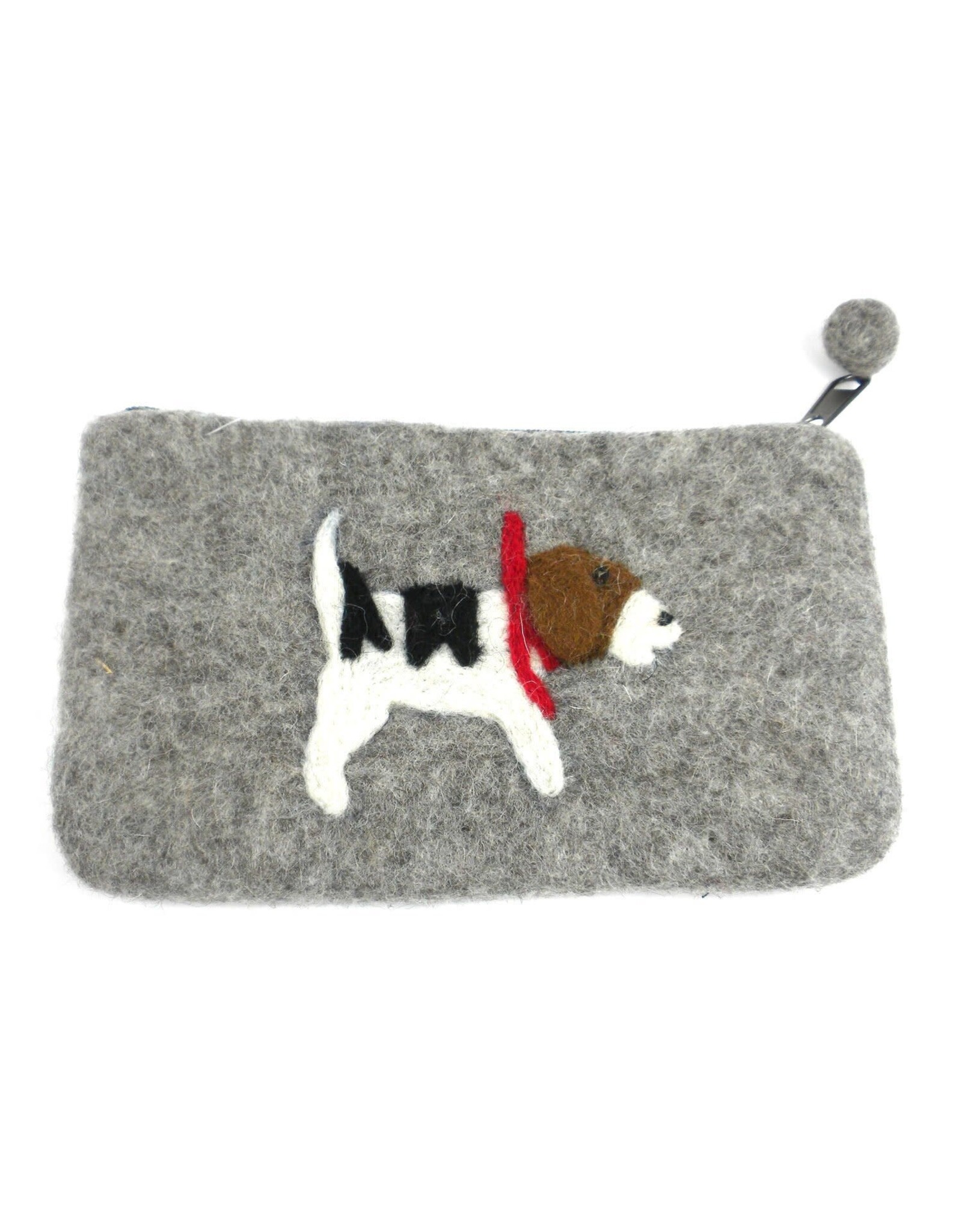 Trade roots Jack Russell Felt Zipper Pouch