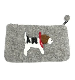 Trade roots Jack Russell Felt Zipper Pouch