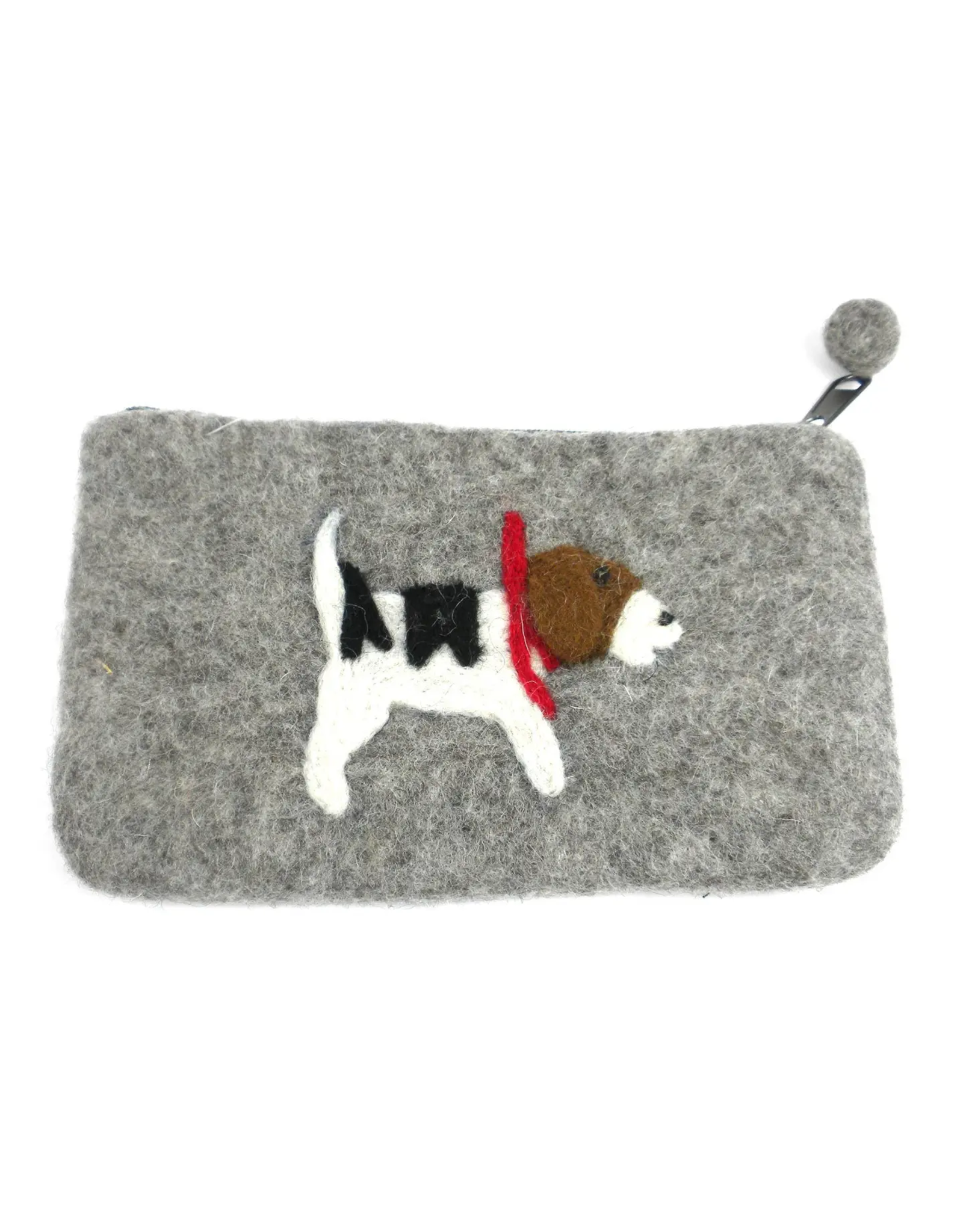 Trade roots Jack Russell Felt Zipper Pouch