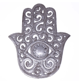 Hamsa Hand Haitian Metal Wall Art, 5 Inch