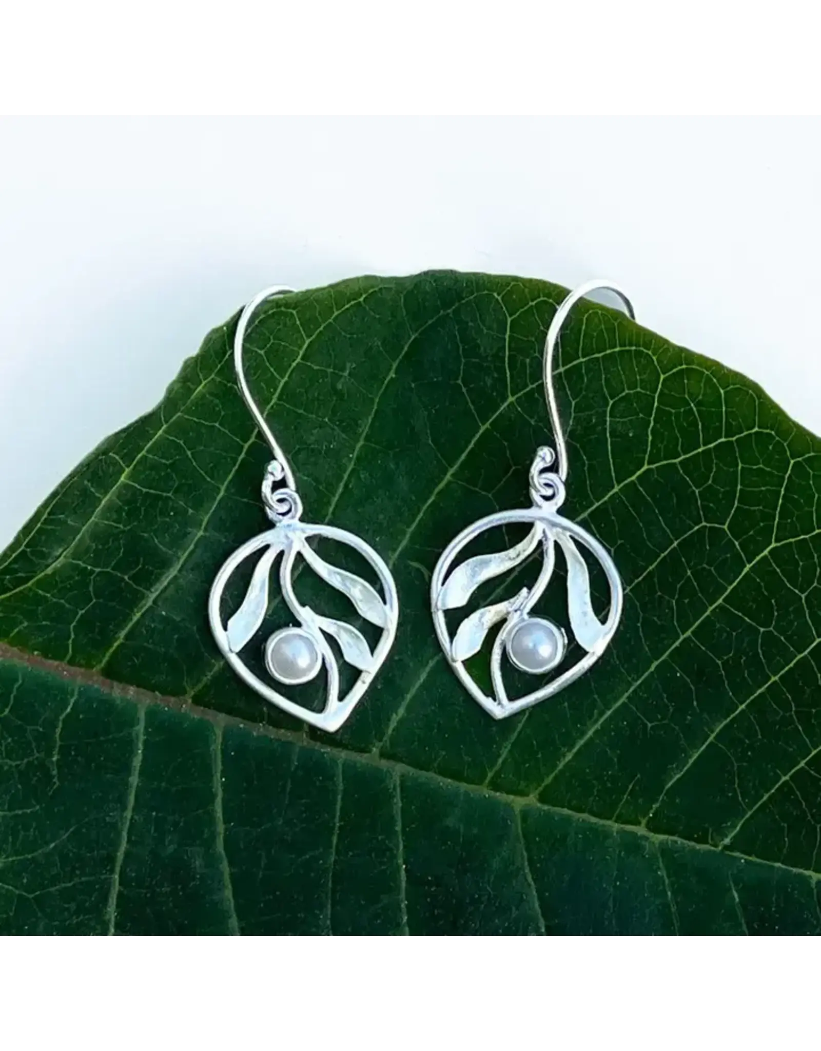 Whispering Leaf Earrings - Sterling Silver, Indonesia