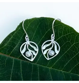 Whispering Leaf Earrings - Sterling Silver, Indonesia
