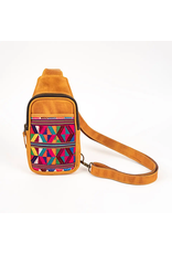 Leather & Huipile Sling Bag, Guatemala