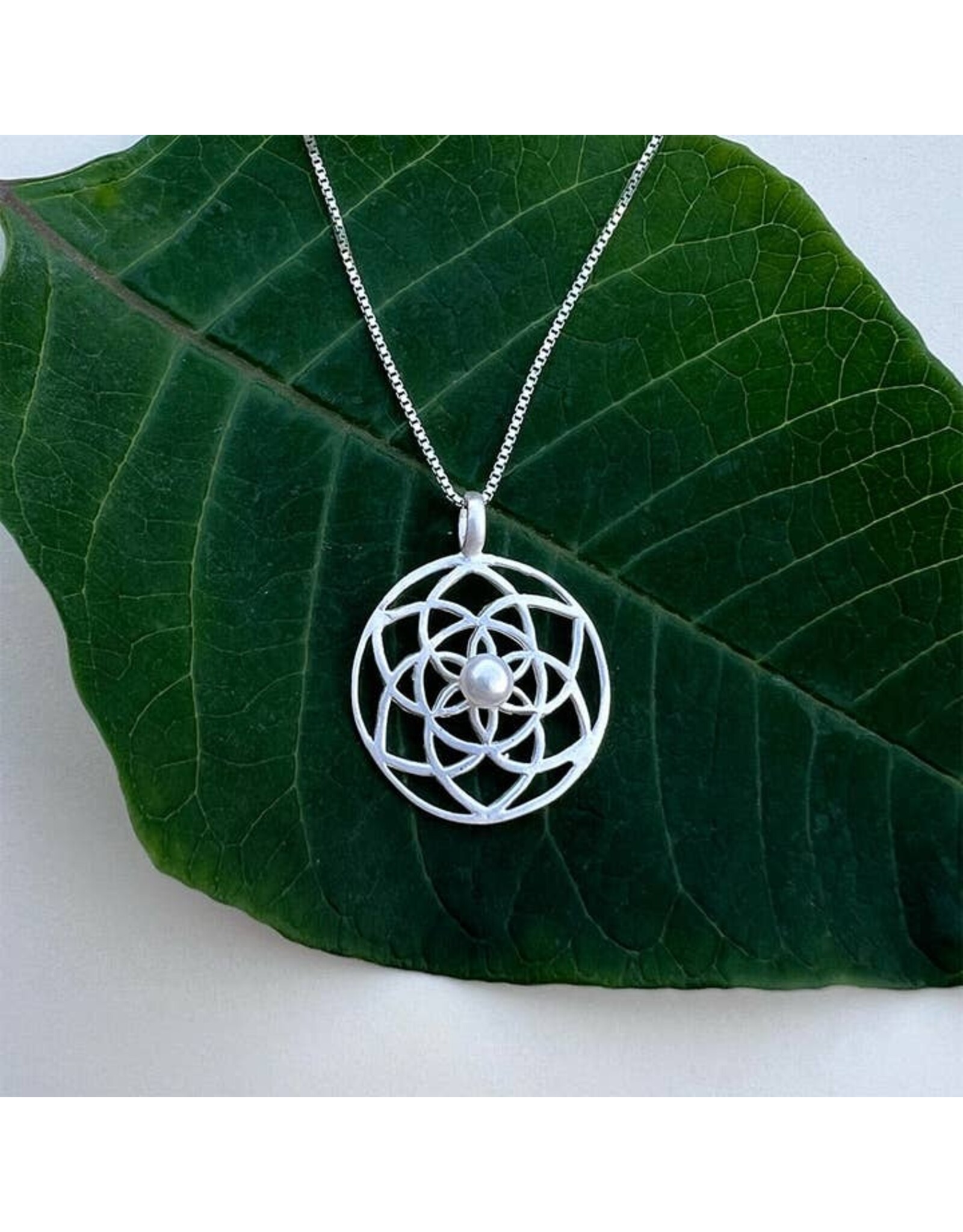 Mandala Pearl Necklace - Sterling Silver, Indonesia