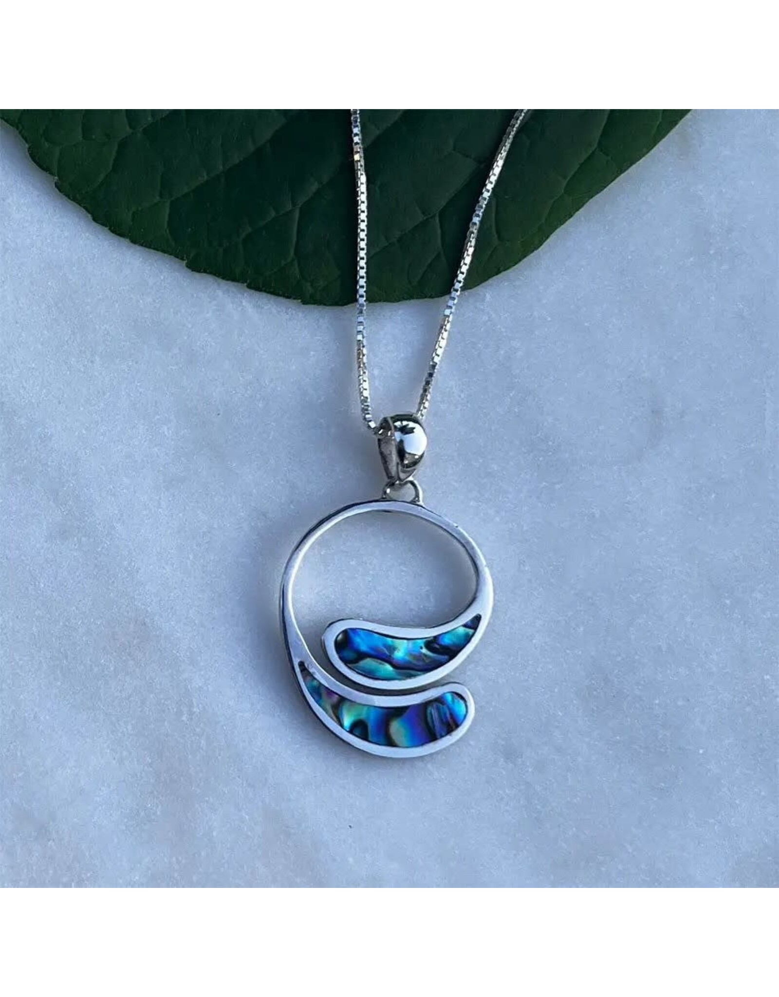 Open Circle Abalone Necklace - Sterling Silver, Indonesia