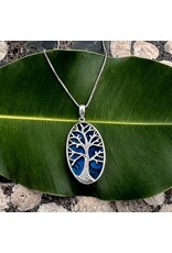 Blue Abalone Tree of Life Necklace - Sterling Silver, Indonesia