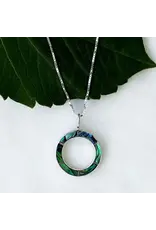 Abalone Inlay Circle Necklace - Sterling Silver, Indonesia
