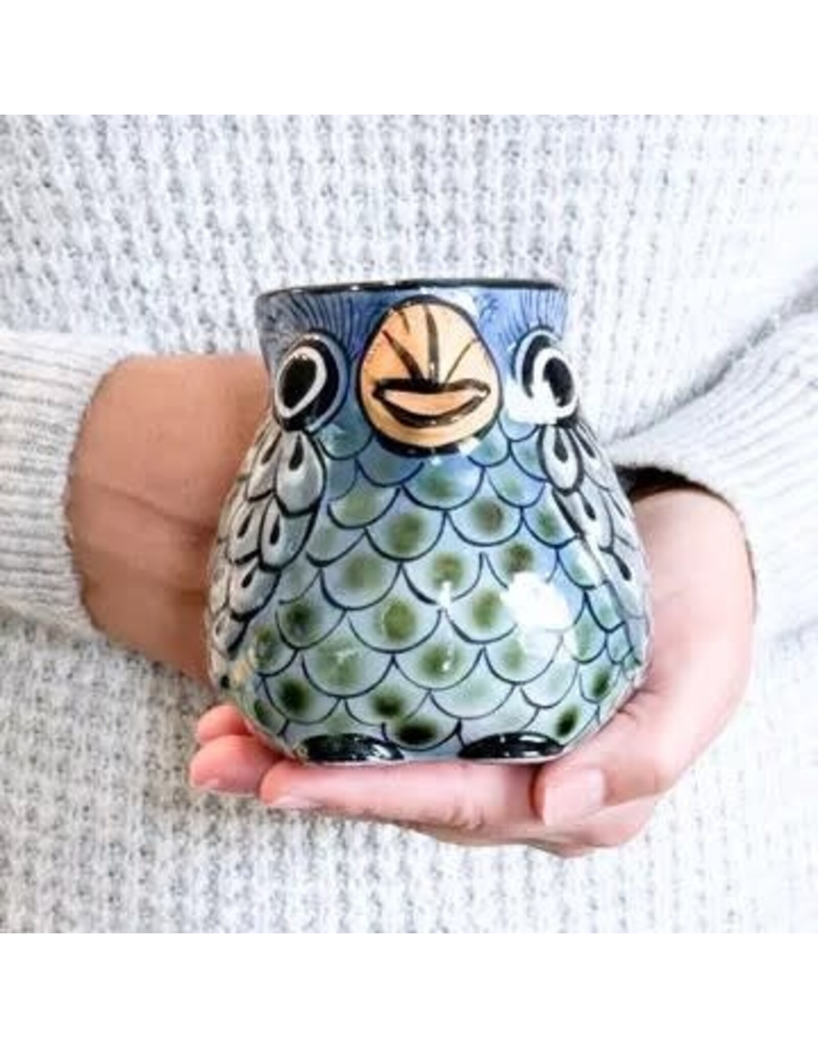 upavim Guatemala Hand-Painted Ceramic Bird Mug
