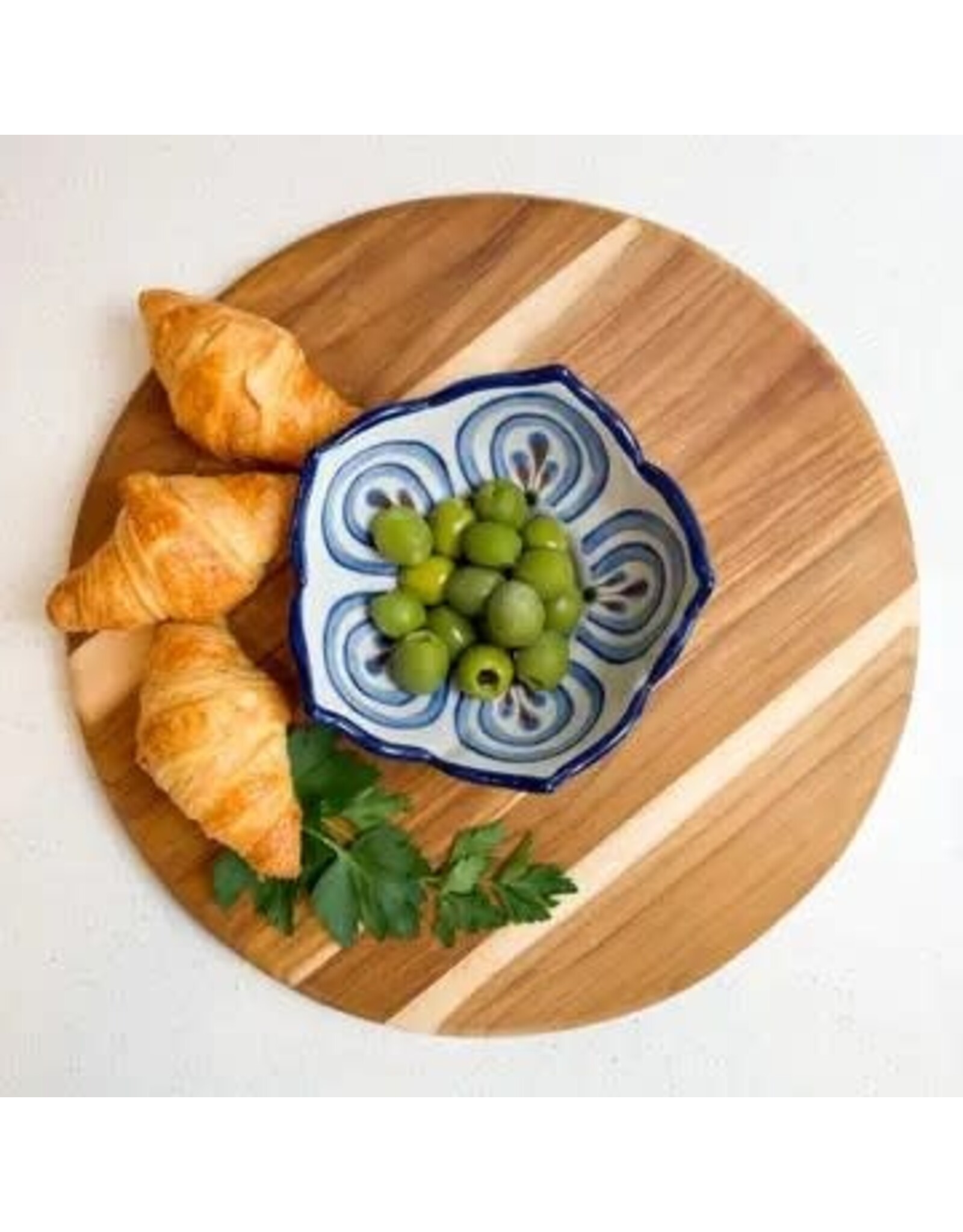 upavim Teak Serving Board with Wine/Bowl Cutout, Guatemala