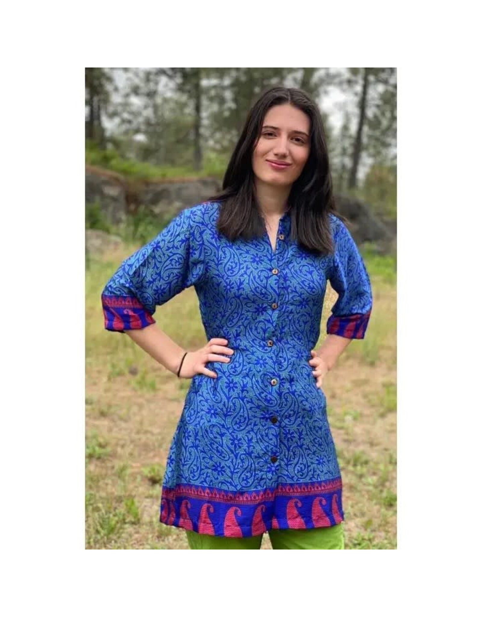 Recycled Silk Shirt Dress, Nepal