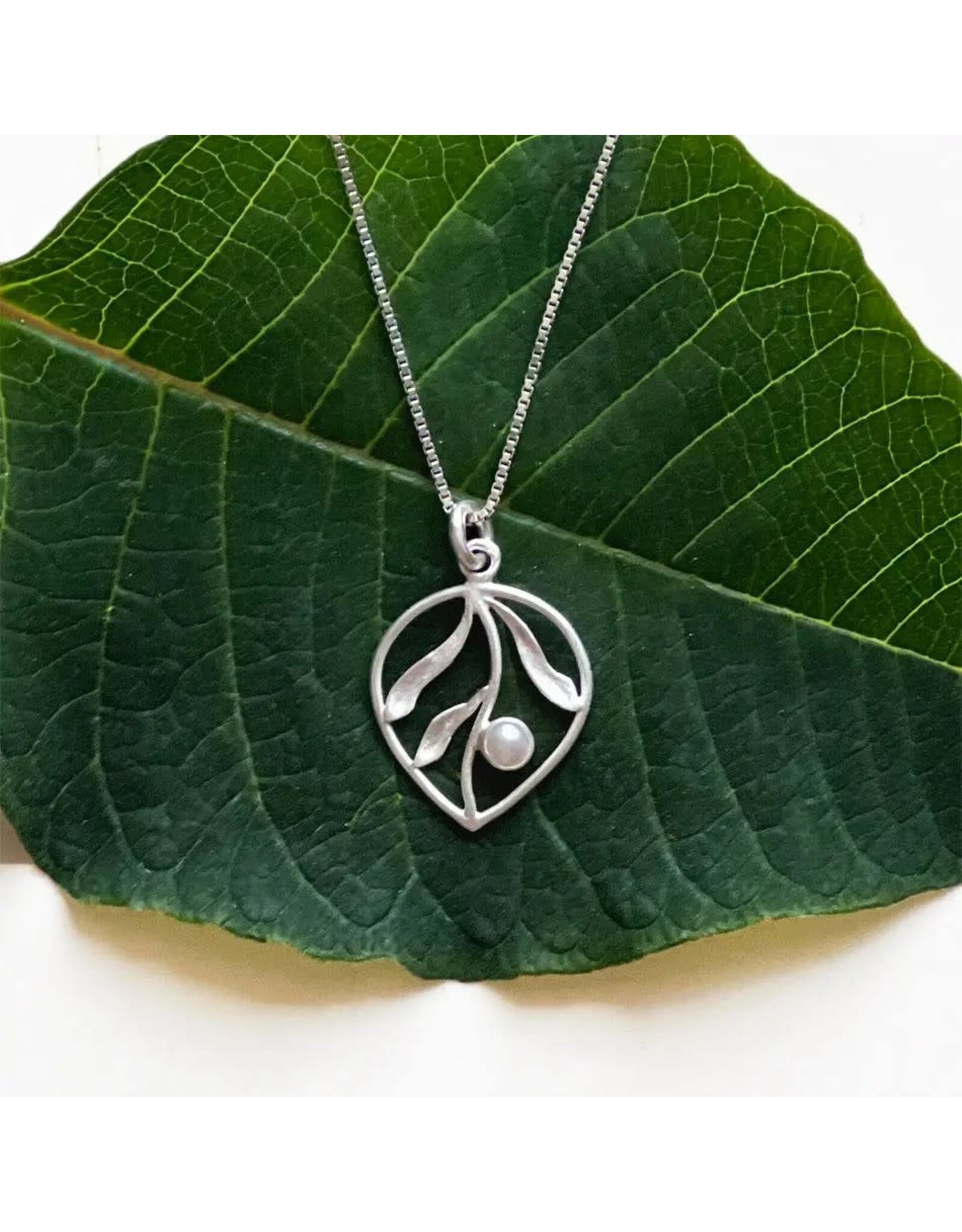Whispering Leaf Necklace - Sterling Silver, Indonesia