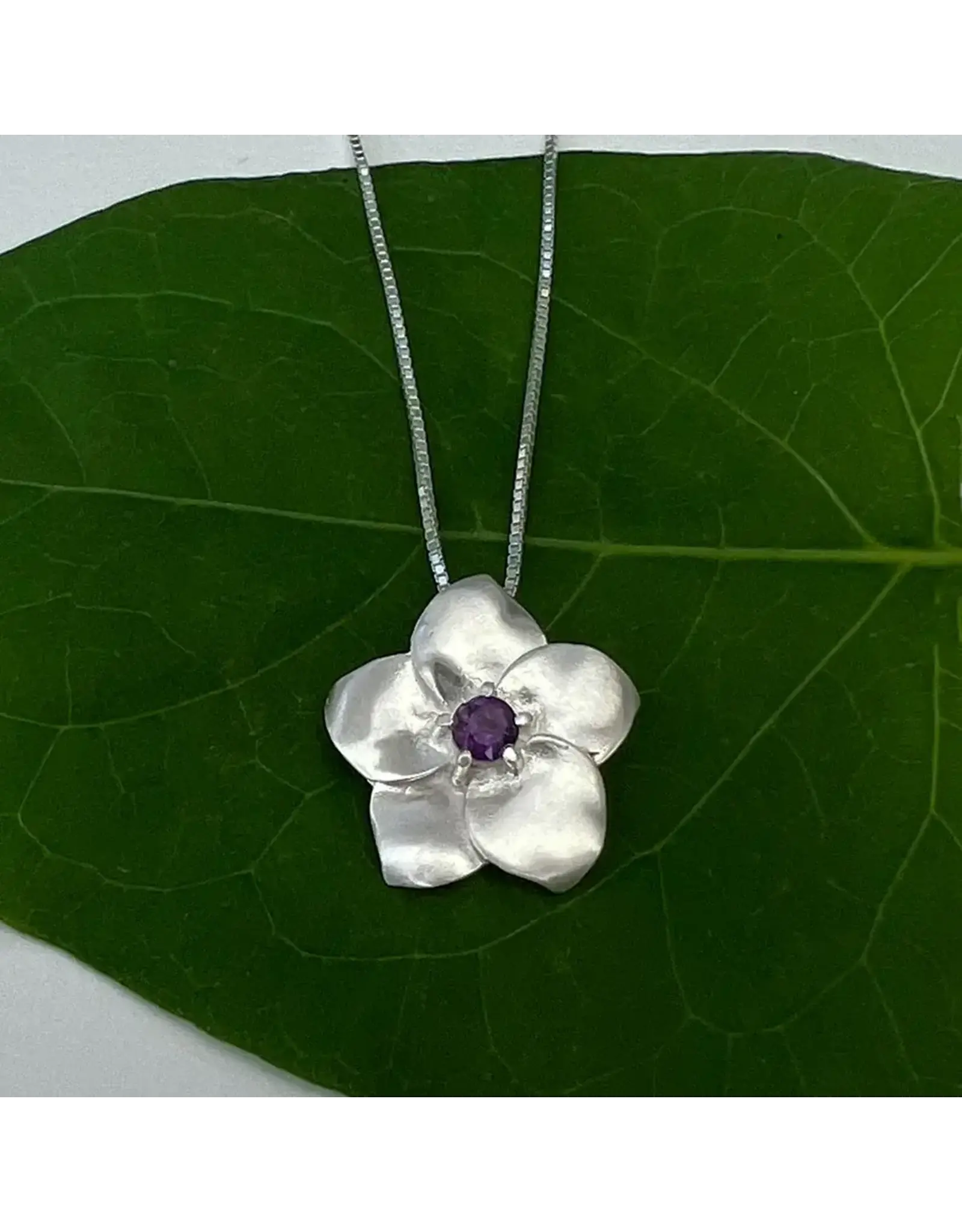 Amethyst Flower Necklace - Sterling Silver, Indonesia